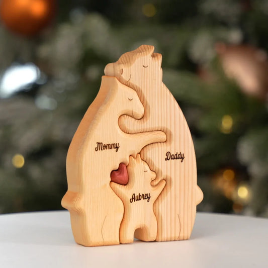 Spersonalizowane drewniane puzzle z niedźwiedziem