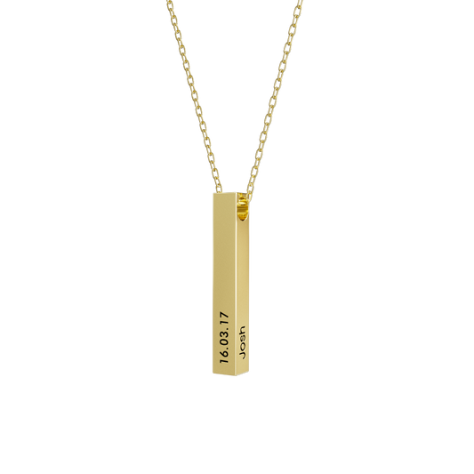 3D Gravert Bar Collier - Personlig eleganse