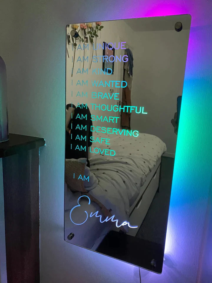 Miroir d'affirmations personnalisable 'I AM' – Affichez votre propre motivation