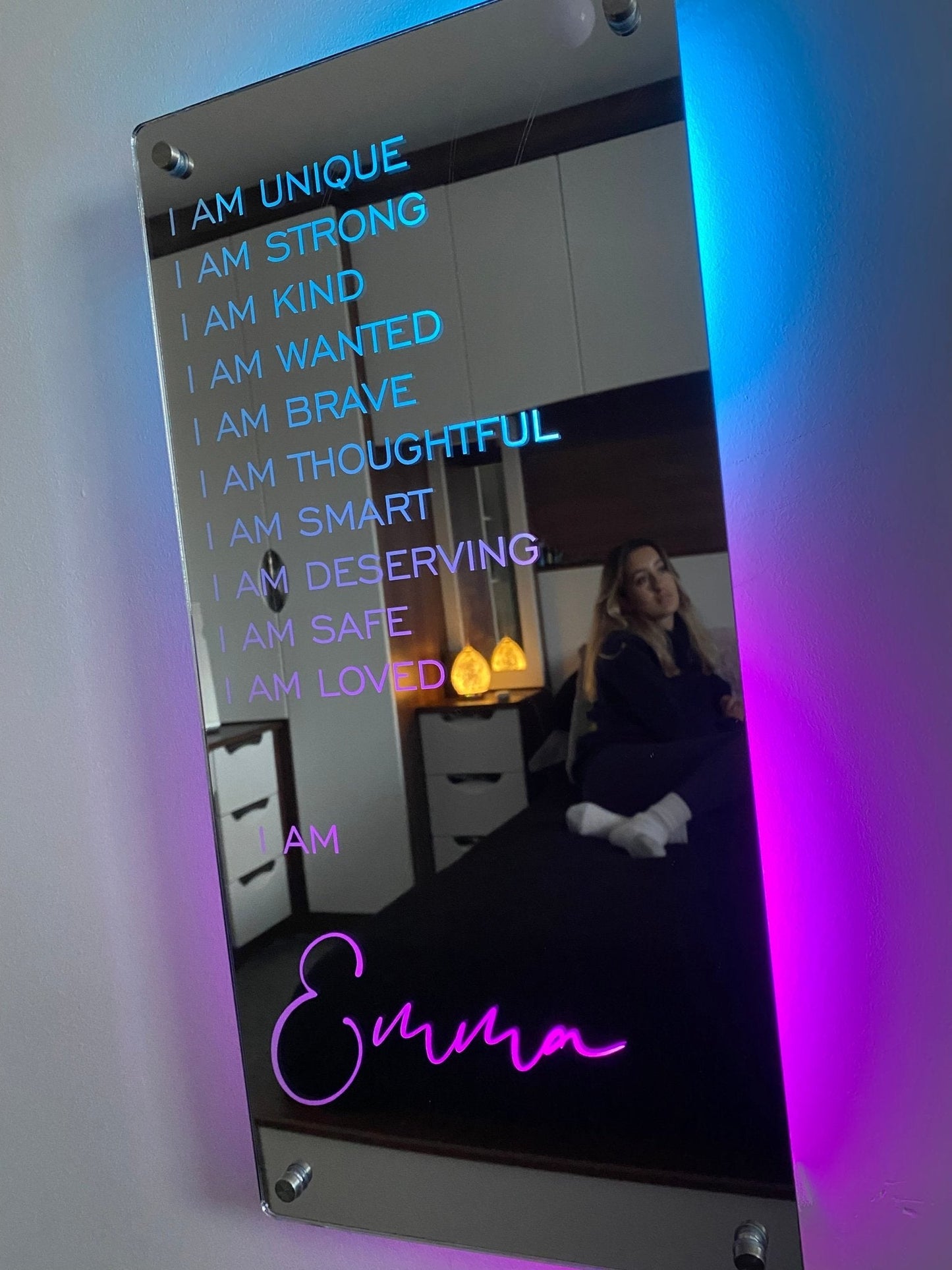 Miroir d'affirmations personnalisable 'I AM' – Affichez votre propre motivation