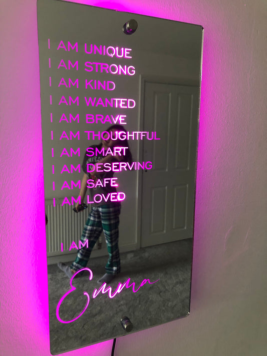 Miroir d'affirmations personnalisable 'I AM' – Affichez votre propre motivation